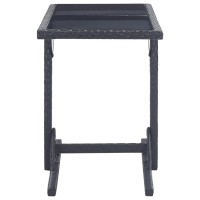 Vidaxl Patio Table Black 43.3X20.9X28.3 Glass And Poly Rattan