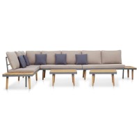 Vidaxl 7-Seater Patio Lounge Set With Cushions Solid Acacia Wood Brown