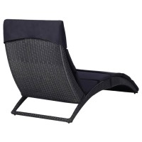 vidaXL Sunbed with Cushion Poly Rattan Black