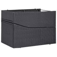 vidaXL Sunbed with Cushion Poly Rattan Black