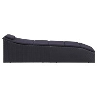 vidaXL Sunbed with Cushion Poly Rattan Black