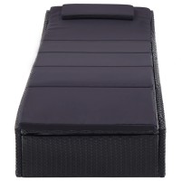 vidaXL Sunbed with Cushion Poly Rattan Black