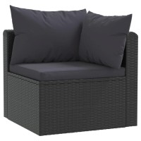 9 Piece Garden Lounge Set With Cushions Poly Rattan Black
