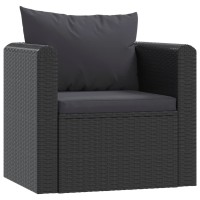 9 Piece Garden Lounge Set With Cushions Poly Rattan Black