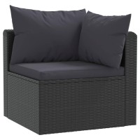 Vidaxl 7 Piece Patio Lounge Set With Cushions Poly Rattan Black