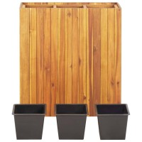 vidaXL Garden Raised Bed with 3 Pots Solid Acacia Wood