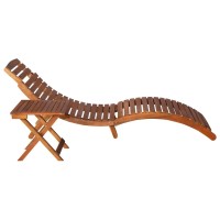 Vidaxl Sunlounger With Table Solid Acacia Wood Brown