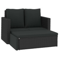 Vidaxl 2 Piece Patio Lounge Set With Cushions Poly Rattan Black