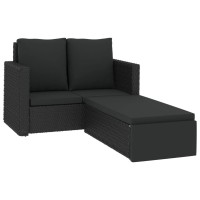 Vidaxl 2 Piece Patio Lounge Set With Cushions Poly Rattan Black