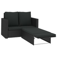 Vidaxl 2 Piece Patio Lounge Set With Cushions Poly Rattan Black