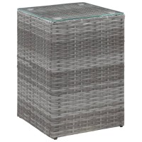 Vidaxl Side Table With Glass Top Gray 13.8X13.8X20.5 Poly Rattan