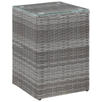 Vidaxl Side Tables 3 Pcs With Glass Top Gray Poly Rattan