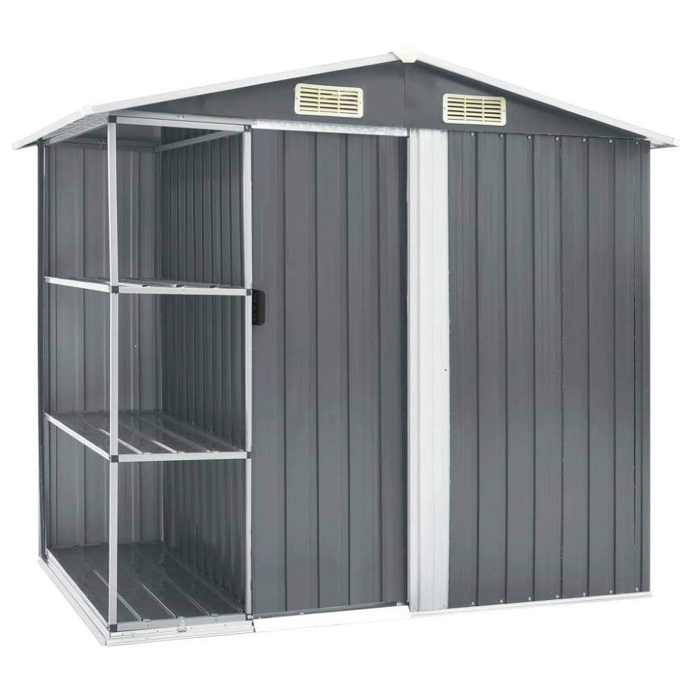 vidaXL Garden Shed with Rack Gray 80.7