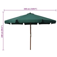 vidaXL Outdoor Parasol with Wooden Pole 129.9