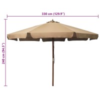 vidaXL Outdoor Parasol with Wooden Pole 129.9