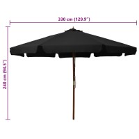 vidaXL Outdoor Parasol with Wooden Pole 129.9