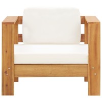 vidaXL Patio Chair with Cushion Cream Solid Acacia Wood