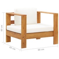 vidaXL Patio Chair with Cushion Cream Solid Acacia Wood