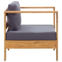 Vidaxl Patio Sofa Chair With Cushion Dark Gray Solid Acacia Wood