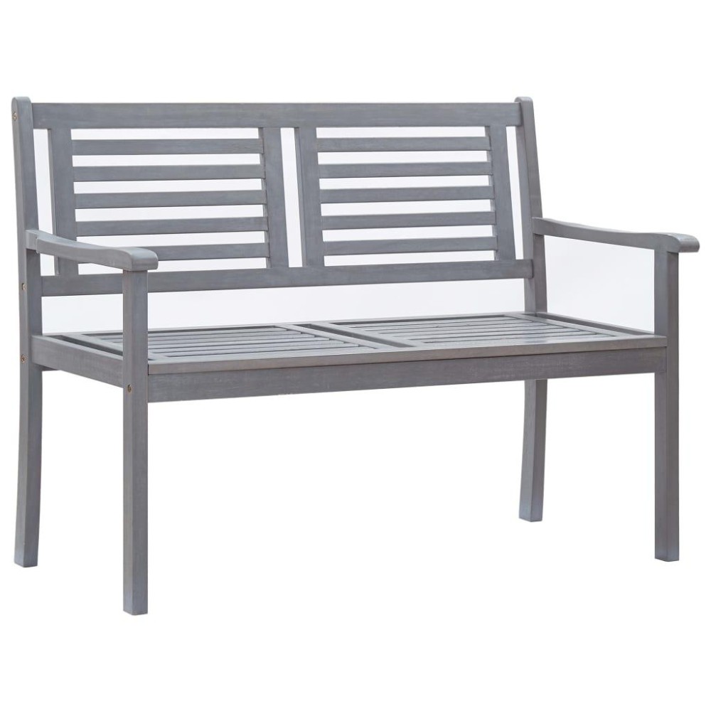 Vidaxl 2-Seater Patio Bench 47.2 Gray Solid Wood Eucalyptus