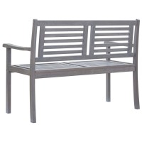 Vidaxl 2-Seater Patio Bench 47.2 Gray Solid Wood Eucalyptus