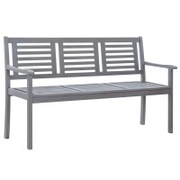 Vidaxl 3-Seater Patio Bench 59.1 Gray Solid Wood Eucalyptus