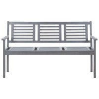 Vidaxl 3-Seater Patio Bench 59.1 Gray Solid Wood Eucalyptus