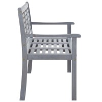 Vidaxl 3-Seater Patio Bench 59.1 Gray Solid Wood Eucalyptus