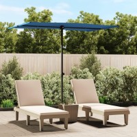 vidaXL Outdoor Parasol with Aluminum Pole 6.6'x4.9' Azure Blue