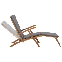 vidaXL Deck Chair with Cushion Dark Gray Solid Teak Wood