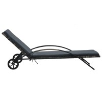 Vidaxl Sun Lounger With Cushion & Wheels Poly Rattan Anthracite