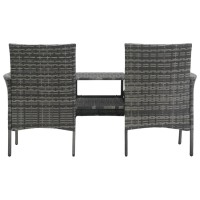 Vidaxl 2-Seater Patio Sofa With Tea Table Poly Rattan Anthracite