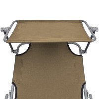 vidaXL Folding Sun Lounger with Canopy Taupe Aluminum