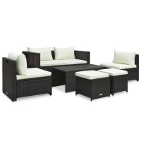 vidaXL 6 Piece Garden Lounge Set with Cushions Poly Rattan Brown