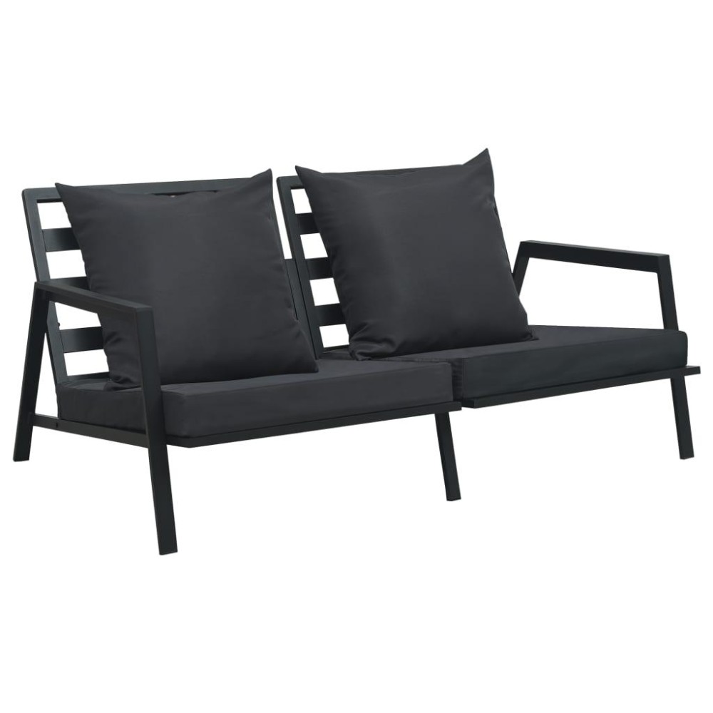 vidaXL Patio 2-Seater Sofa with Cushions Dark Gray Aluminum