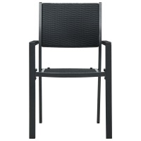 Vidaxl Patio Chairs 2 Pcs Black Plastic Rattan Look