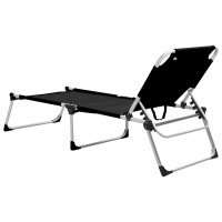 vidaXL Extra High Folding Senior Sunbed Black Aluminum