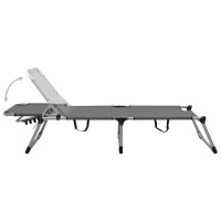 vidaXL Extra High Folding Senior Sunbed Gray Aluminum