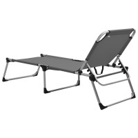 vidaXL Extra High Folding Senior Sunbed Gray Aluminum