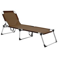 vidaXL Extra High Folding Senior Sunbed Brown Aluminum