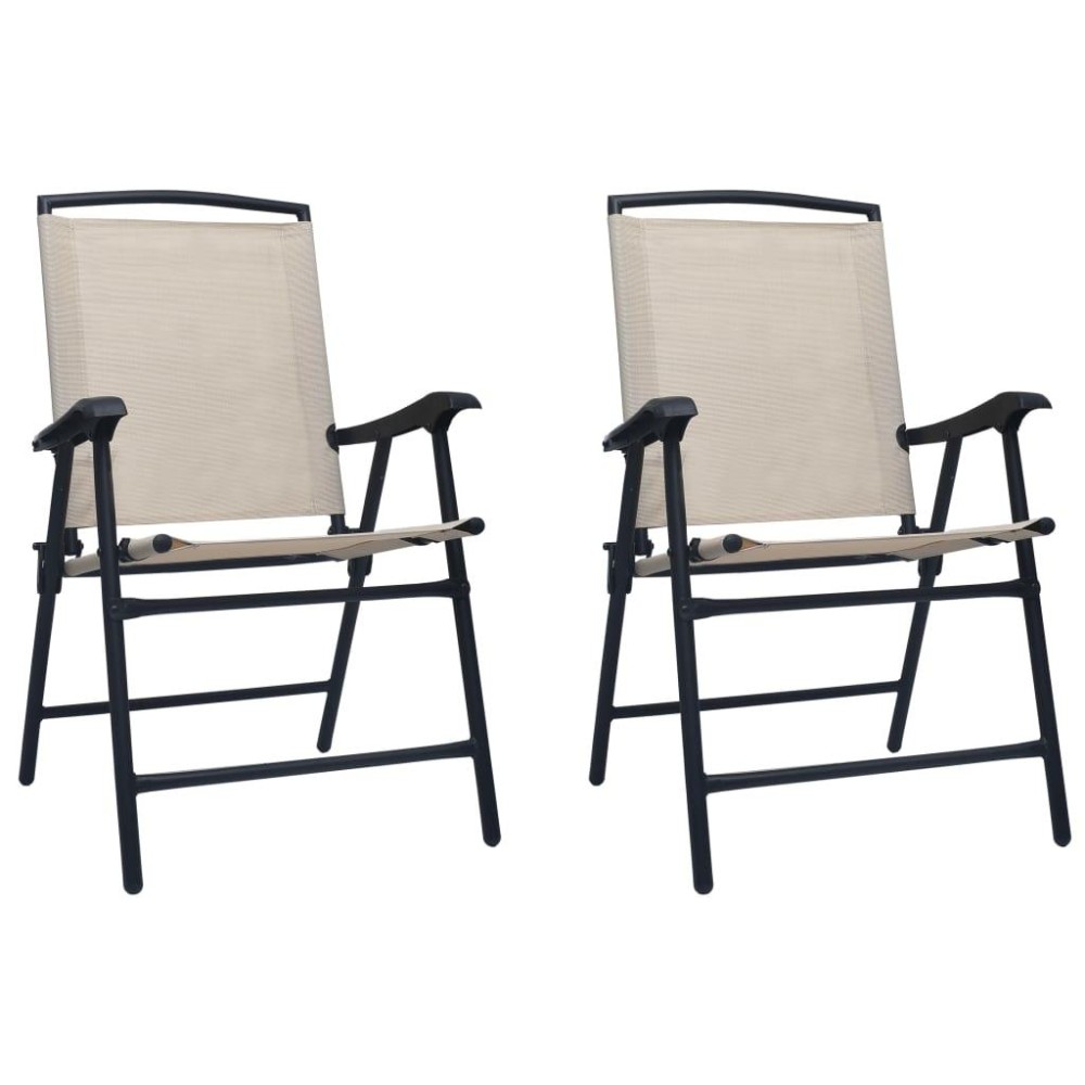 vidaXL Folding Patio Chairs 2 pcs Texilene Cream