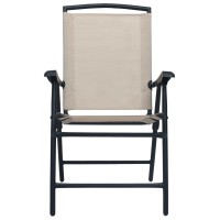 vidaXL Folding Patio Chairs 2 pcs Texilene Cream