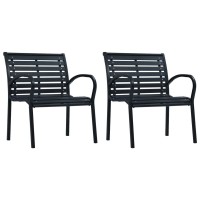 vidaXL Patio Chairs 2 pcs Black Steel and WPC