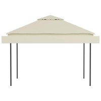 vidaXL Gazebo with Double Extended Roofs 9.8'x9.8'x9' Cream 0.6 oz/ft虏