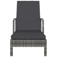 Vidaxl Sun Lounger With Armrests Poly Rattan Gray