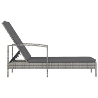 Vidaxl Sun Lounger With Armrests Poly Rattan Gray