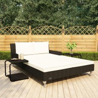 Vidaxl 2-Person Patio Sun Bed With Cushions Poly Rattan Black