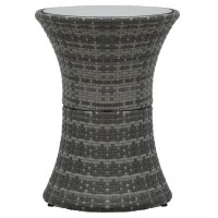 vidaXL Patio Side Table Drum Shape Gray Poly Rattan