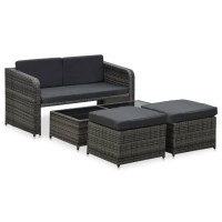 Vidaxl 4 Piece Patio Lounge Set With Cushions Poly Rattan Anthracite