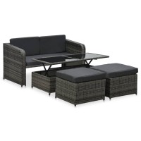 Vidaxl 4 Piece Patio Lounge Set With Cushions Poly Rattan Anthracite